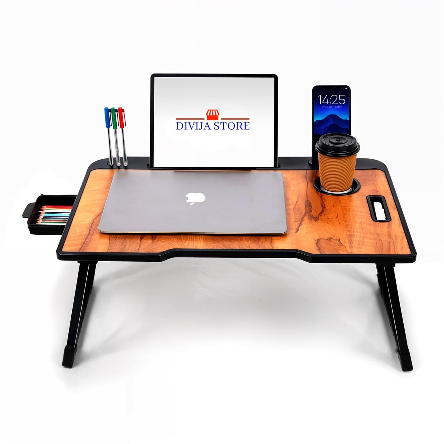 Divija Store Foldable Wooden Laptop Bed Desk & Study Table