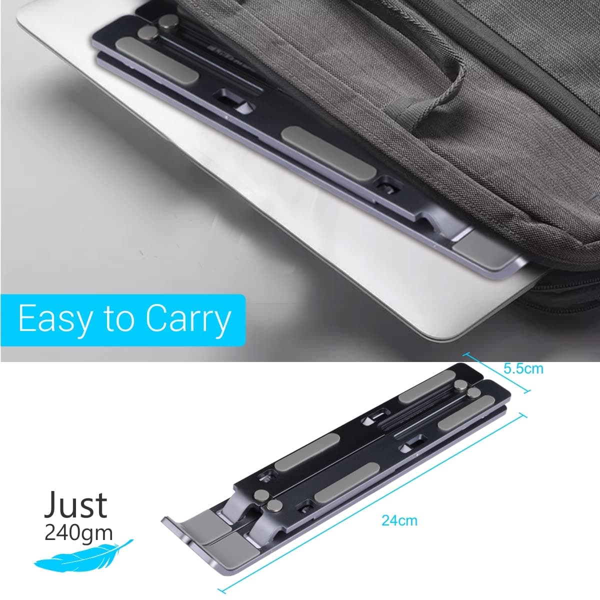 Portronics My Buddy K Portable Laptop Stand with Adjustable Height, Foldable, OverHeating Protection for Laptops & MacBooks (Grey)Portronics My Buddy K Portable Laptop Stand with Adjustable Height, Foldable, OverHeating Protection for Laptops & MacBooks (Grey)