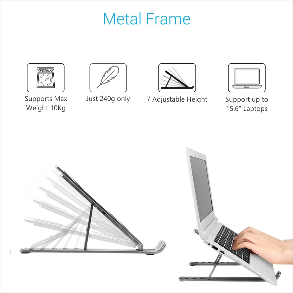 Portronics My Buddy K Portable Laptop Stand with Adjustable Height, Foldable, OverHeating Protection for Laptops & MacBooks (Grey)Portronics My Buddy K Portable Laptop Stand with Adjustable Height, Foldable, OverHeating Protection for Laptops & MacBooks (Grey)