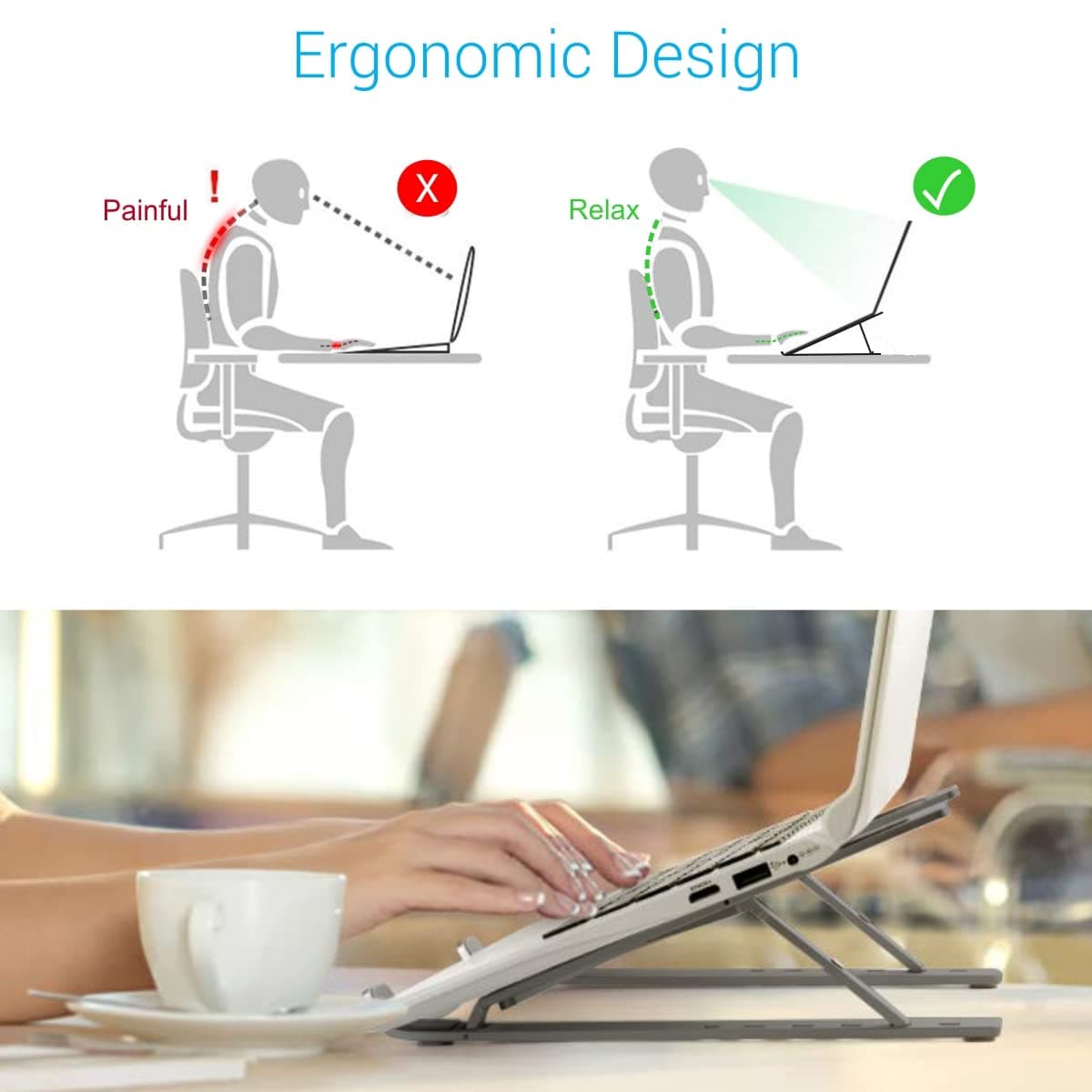 Portronics My Buddy K Portable Laptop Stand with Adjustable Height, Foldable, OverHeating Protection for Laptops & MacBooks (Grey)Portronics My Buddy K Portable Laptop Stand with Adjustable Height, Foldable, OverHeating Protection for Laptops & MacBooks (Grey)