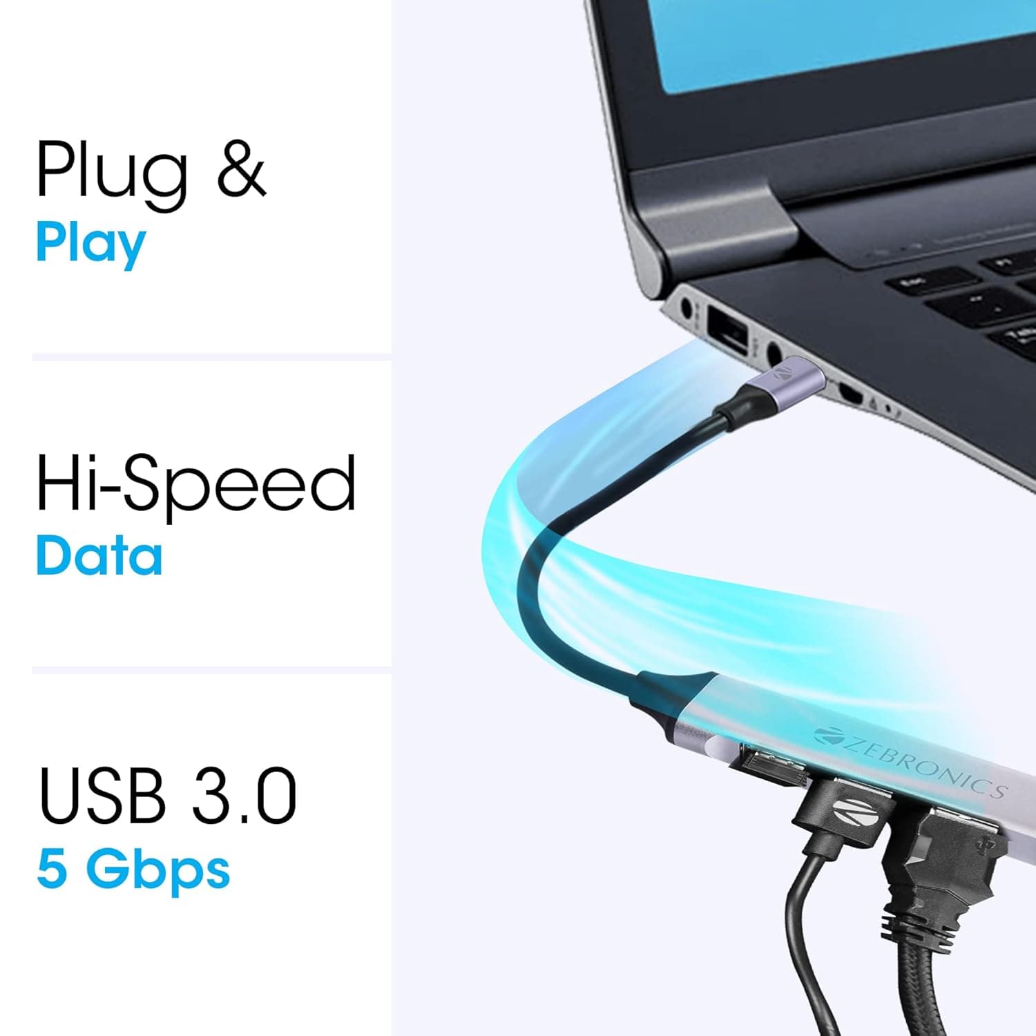 Zebronics TA200U Type C to USB Hub Aluminum Design