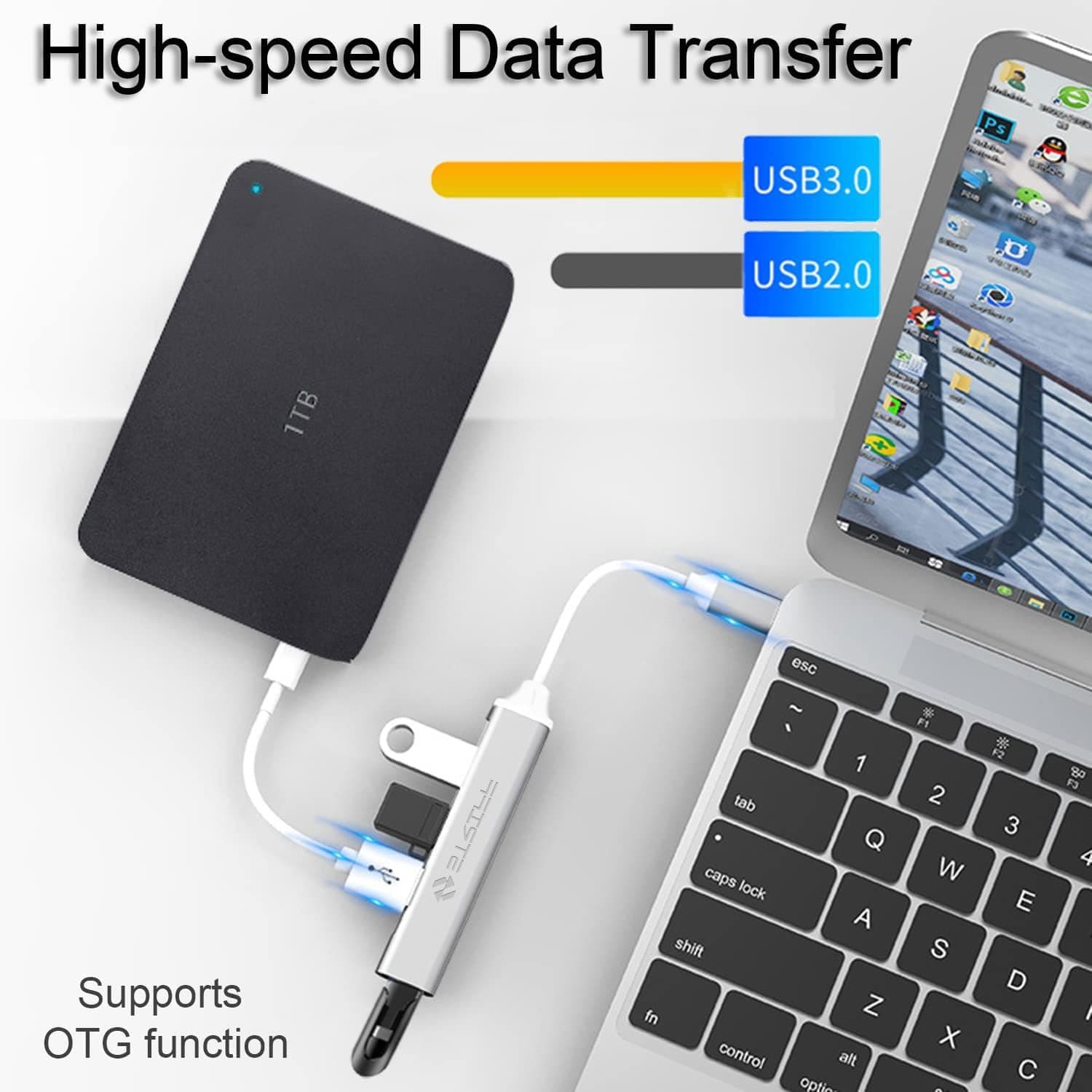 STRIFF 4-in-1 USB Hub Type-C Multiport Adapter