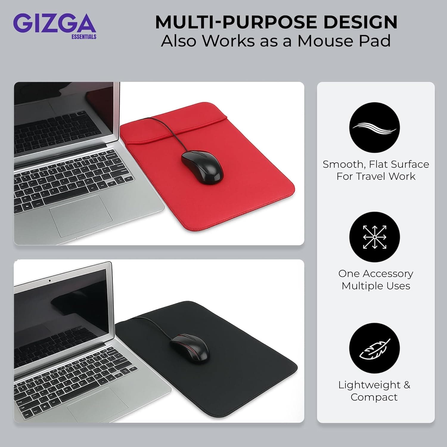 GIZGA Essentials Reversible Neoprene Laptop Sleeve 15.6 Inch