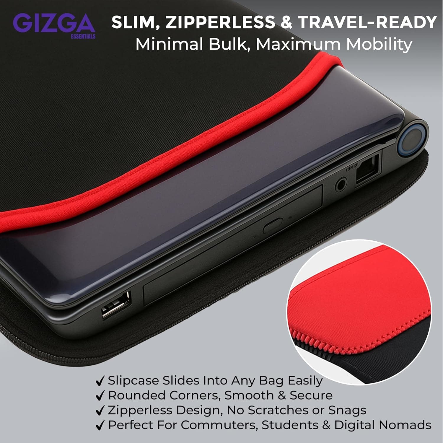 GIZGA Essentials Reversible Neoprene Laptop Sleeve 15.6 Inch