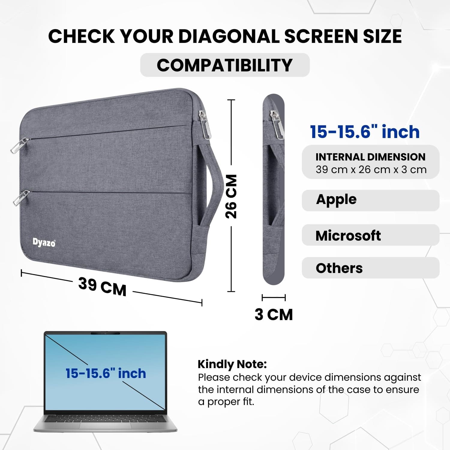 Dyazo Water Resistant Laptop Sleeve Case with Handle 15–15.6 Inch